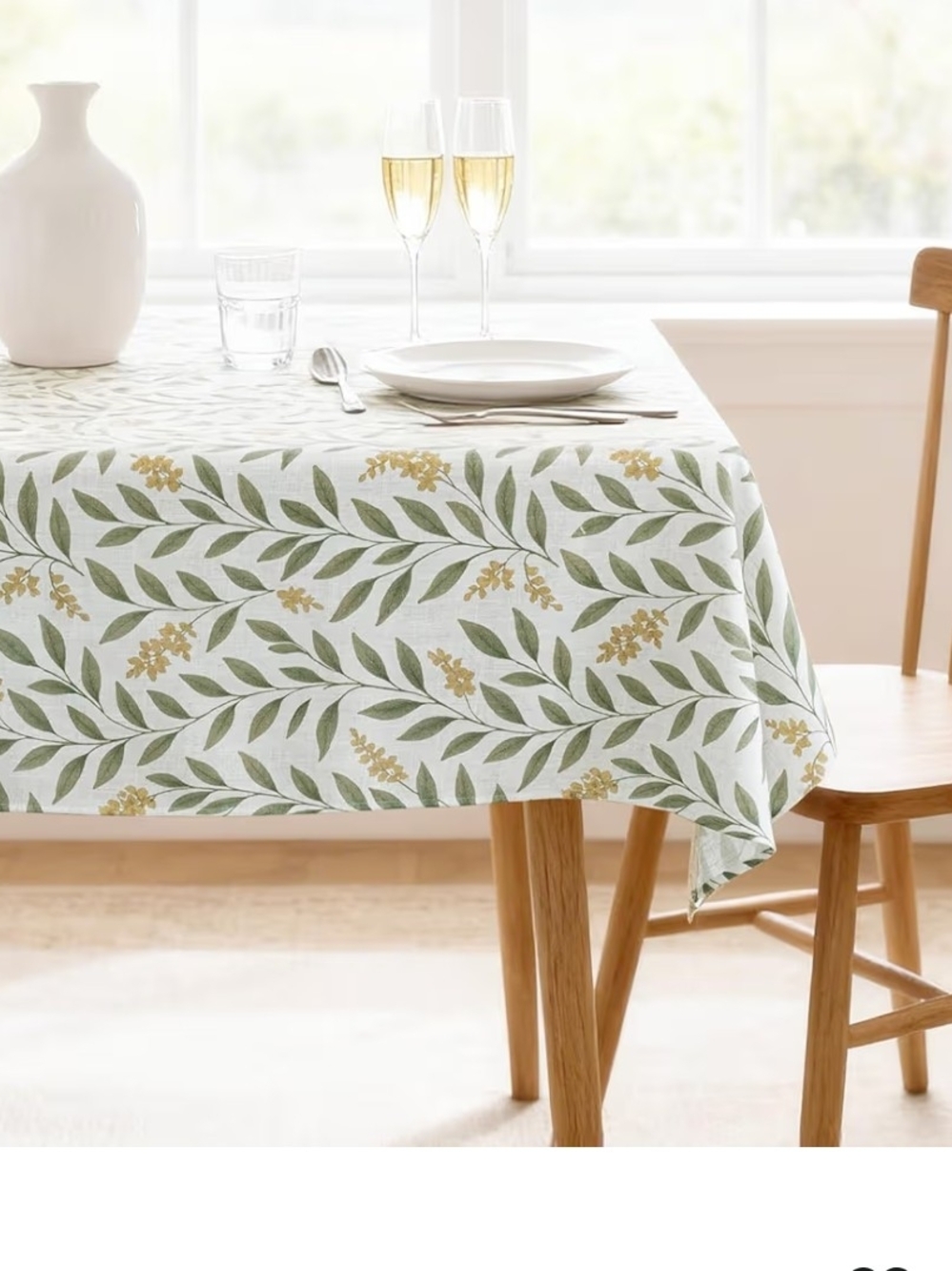 Botanical Print Linen Waterproof,wrinkle Free Tablecloth Size 60x104